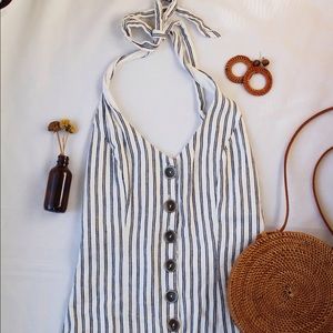 Forever 21 Stripped Romper Button Up